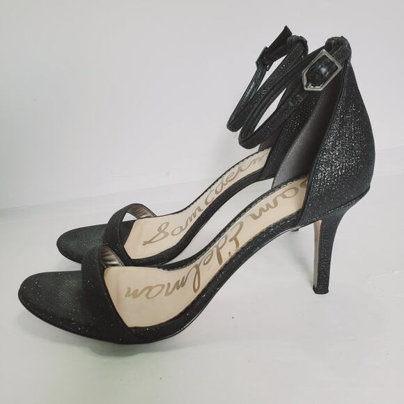 Sam Edelman Patti Ankle Strap Heel Sandals Pumps Black Shimmer Size 9 - Picture 6 of 12